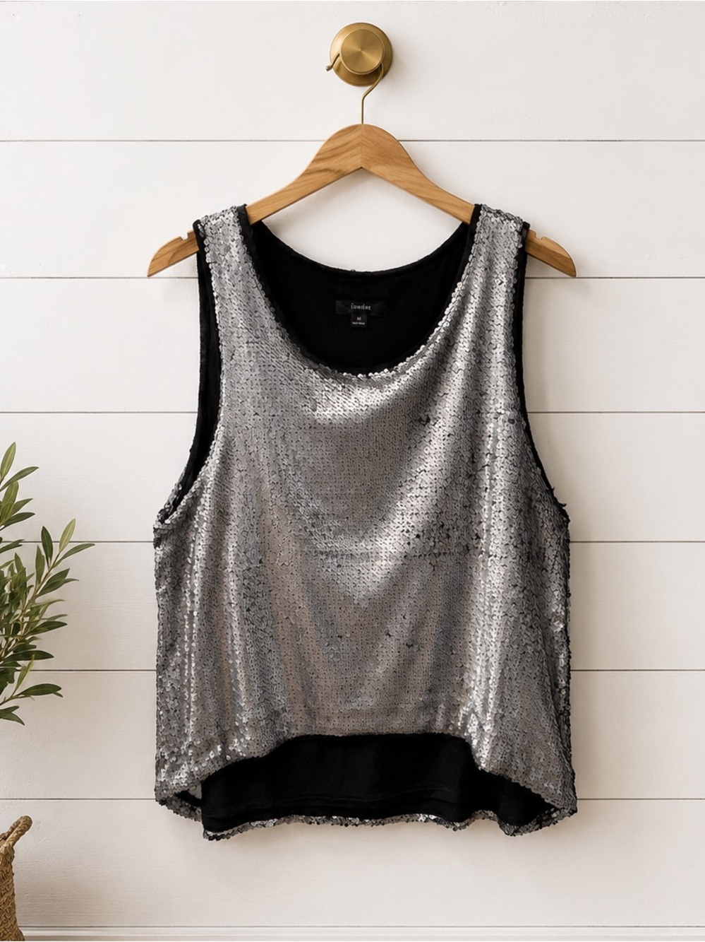 🖤 Lumière Silver Sequin Tank Top | Glam Party Night Out Top | Medium